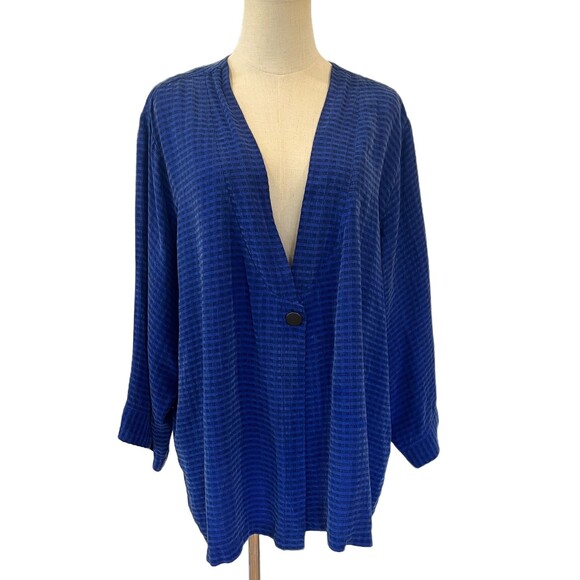 PalaPala Vintage Blue Silk Kimono Jacket L/XL - Picture 1 of 7